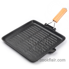Cast Iron Square Grill Pan with Folding Handle