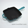 Enameled Cast Iron Square Grill Pan with Helper