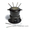 Black Enameled Cast Iron Fondue Set