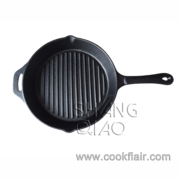 Pre-seasoned Cast Iron Grill Pan with Assist Handle