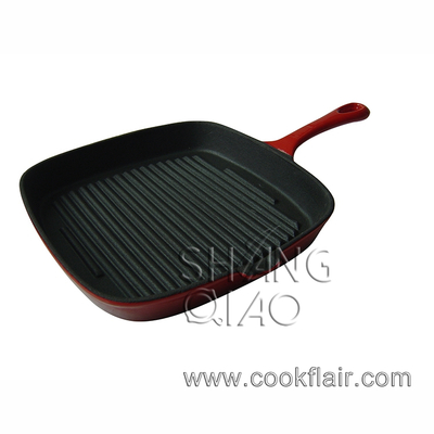 9 Inches Square Cast Iron Enamel Grill Pan