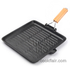 Cast Iron Square Grill Pan with Folding Handle